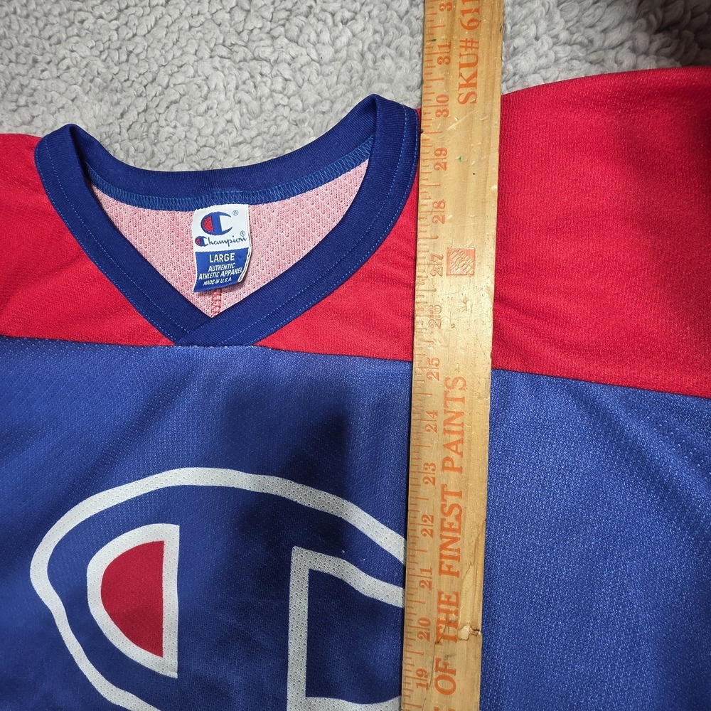 Vintage Champion Big Logo Hockey Jersey 90s Throwback Size Large‎ - Picture 13 of 16